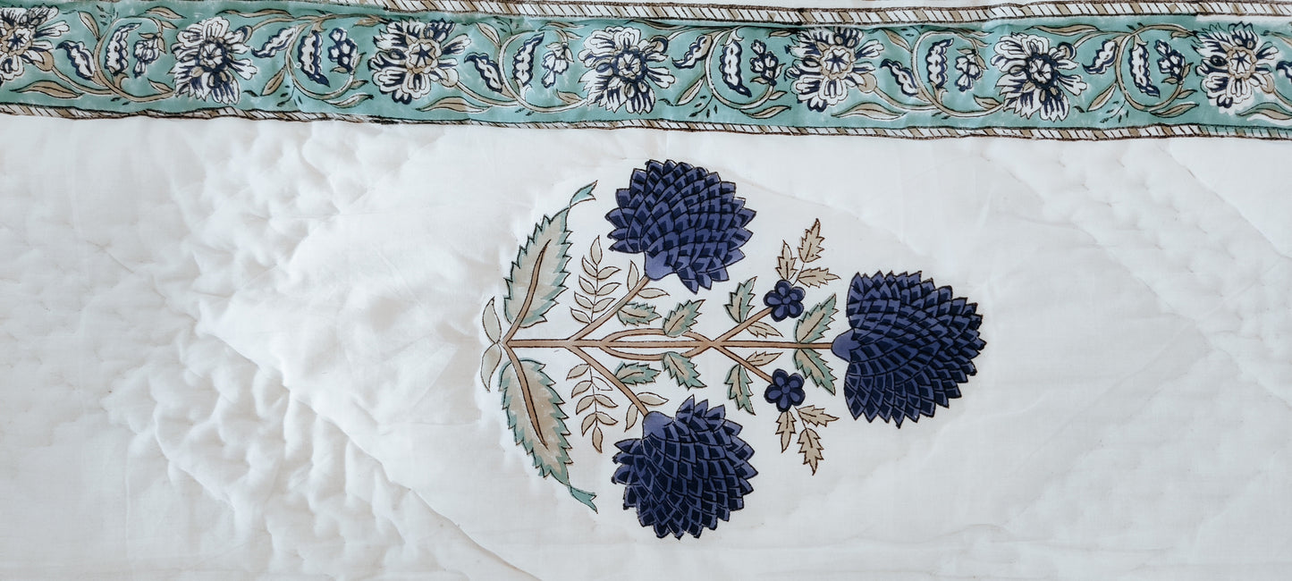 HANDBLOCKDRUCK JAIPURI RAZAI/ QUILT – INDISCHBLAU