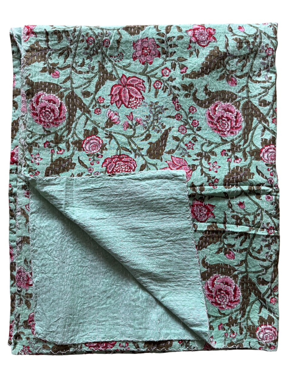 KANTHA THROW - BLUMEN