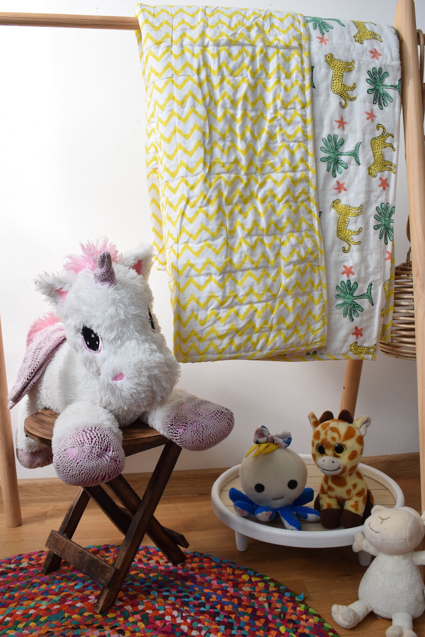 Cheetah Handblock printed reversible mulmul baby quilt