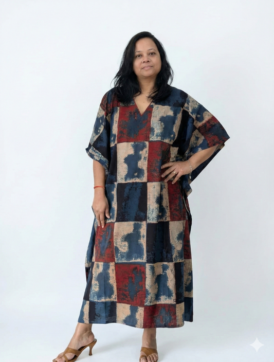 HAND BLOCK PRINTED COTTON KAFTAN