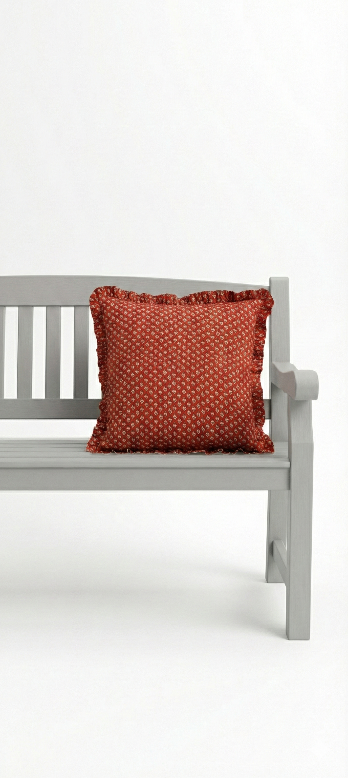 KISSENBEZUG MIT HANDBLOCKDRUCK - FLORAL KORALLE