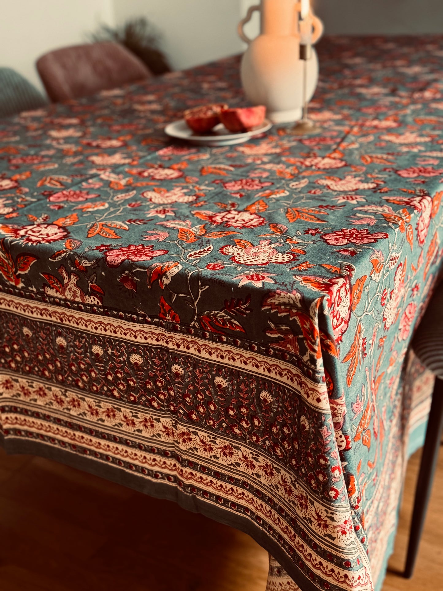 COLOURS OF FALL HAND BLOCK PRINT TABLE COVER