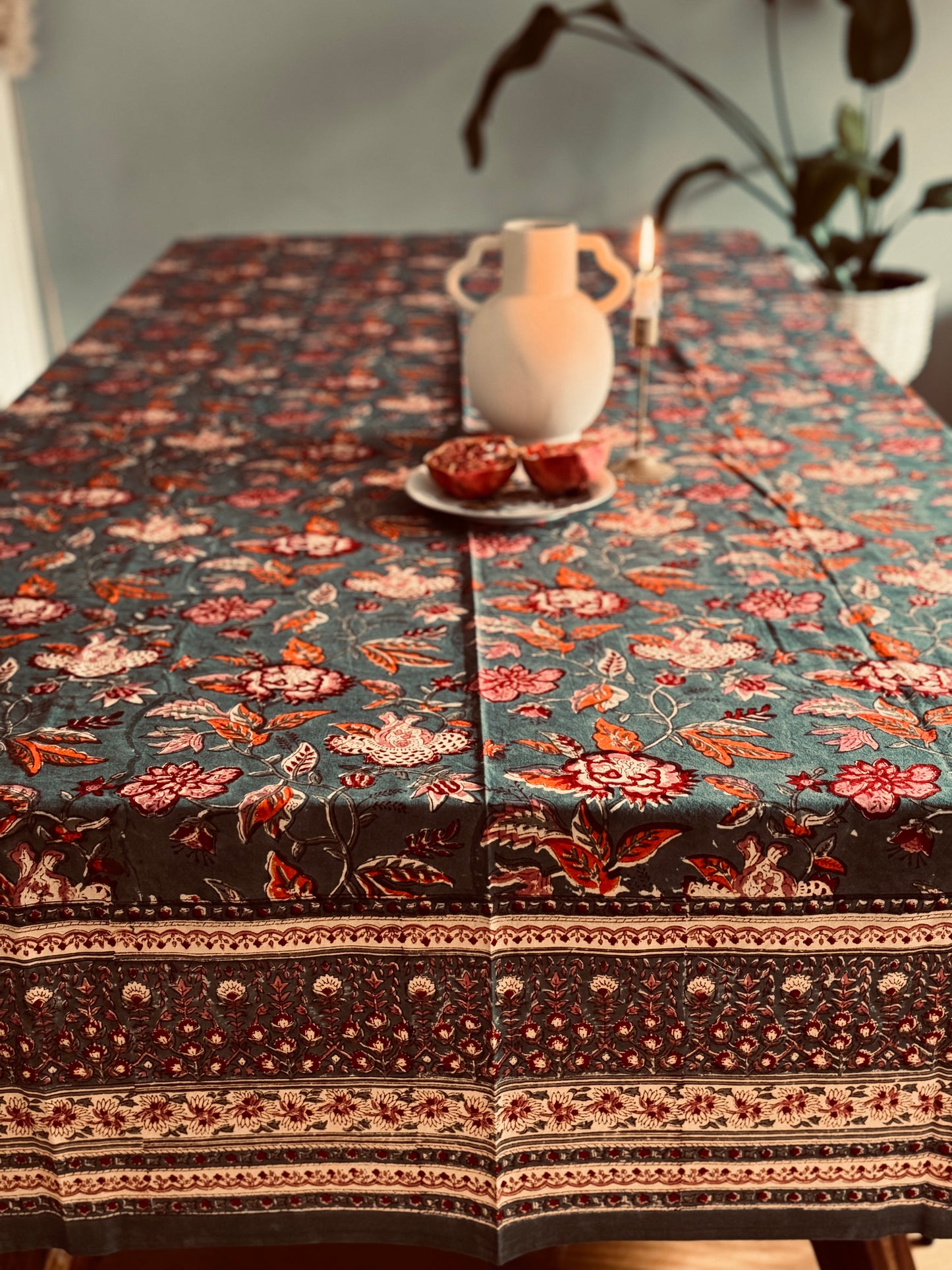 COLOURS OF FALL HAND BLOCK PRINT TABLE COVER