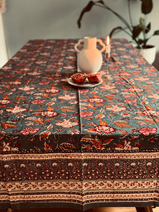 COLOURS OF FALL HAND BLOCK PRINT TABLE COVER