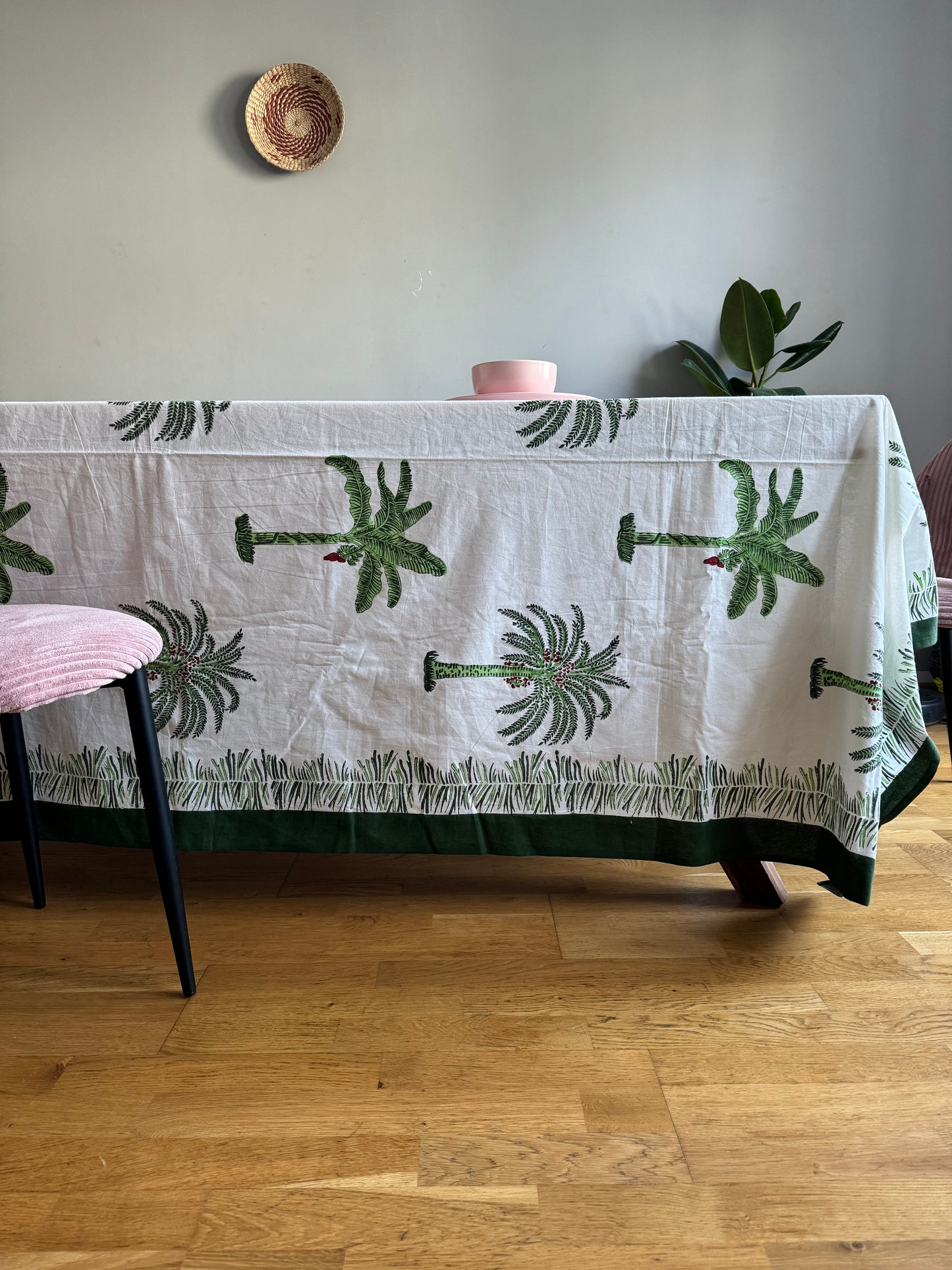 PALM TREE HAND BLOCK PRINT TABLE COVER