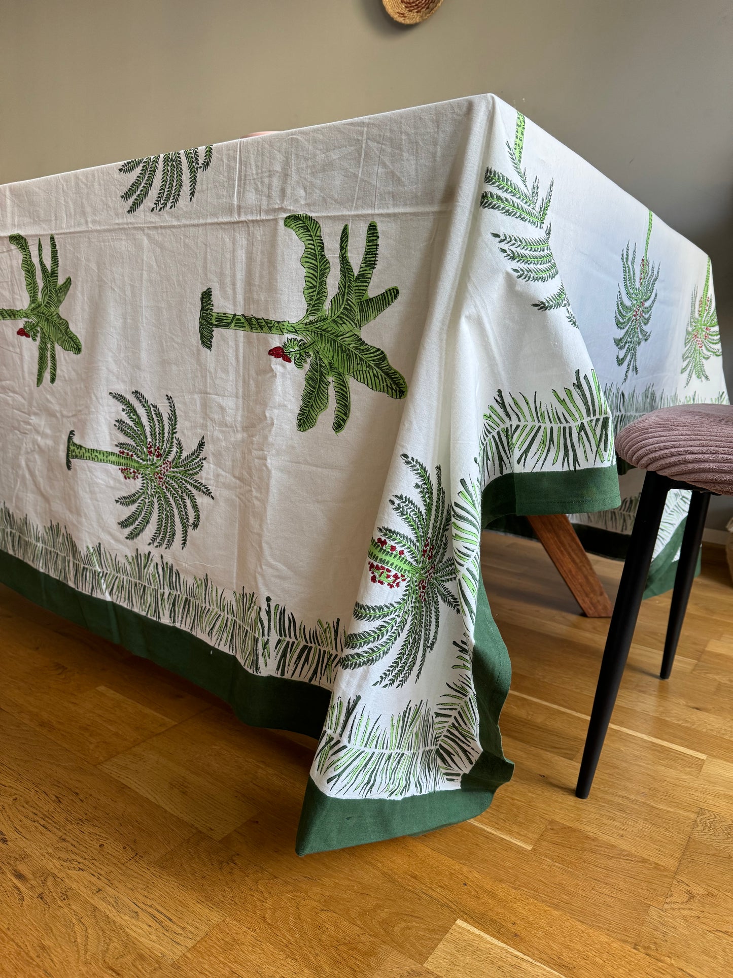 PALM TREE HAND BLOCK PRINT TABLE COVER