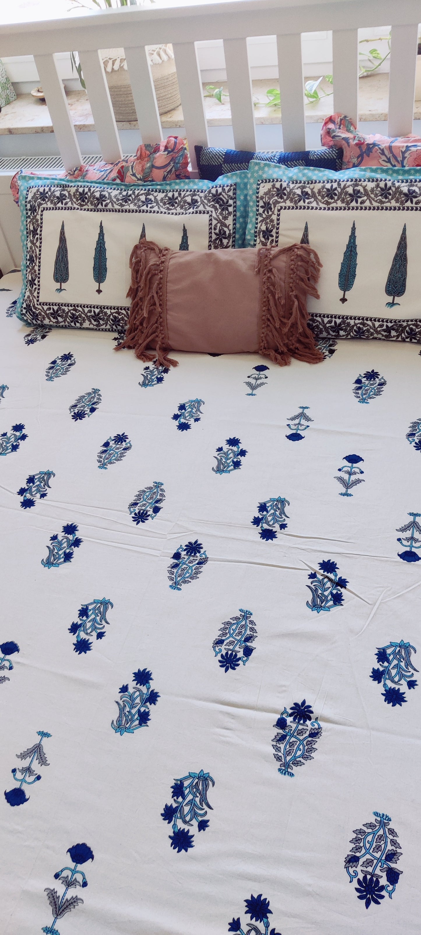 Royal Blue Boota Cotton Flat Sheet