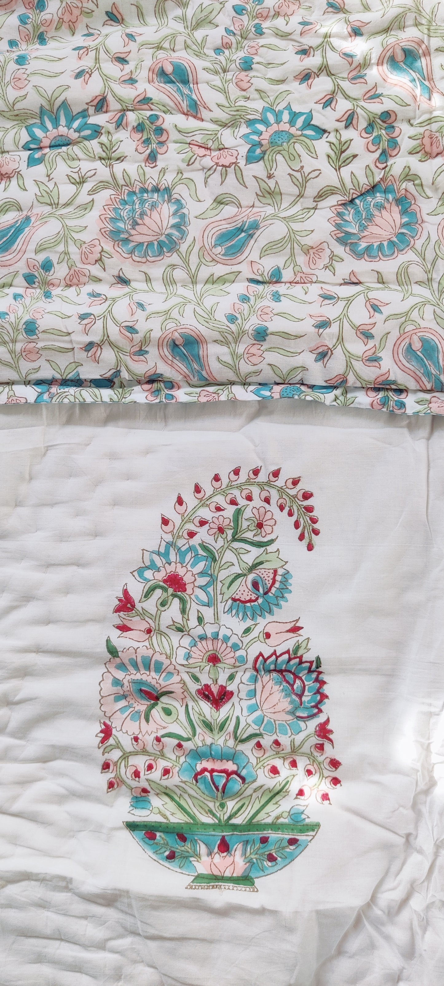 HANDBLOCKDRUCK JAIPURI RAZAI/QUILT – BLAUES PAISLEY