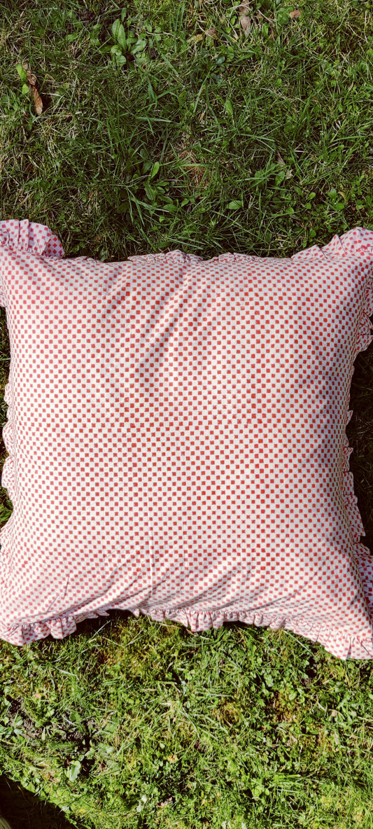 HAND BLOCK PRINTED CUSHION COVER - RED