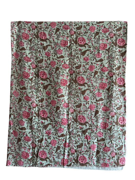 KANTHA THROW - BLUMEN