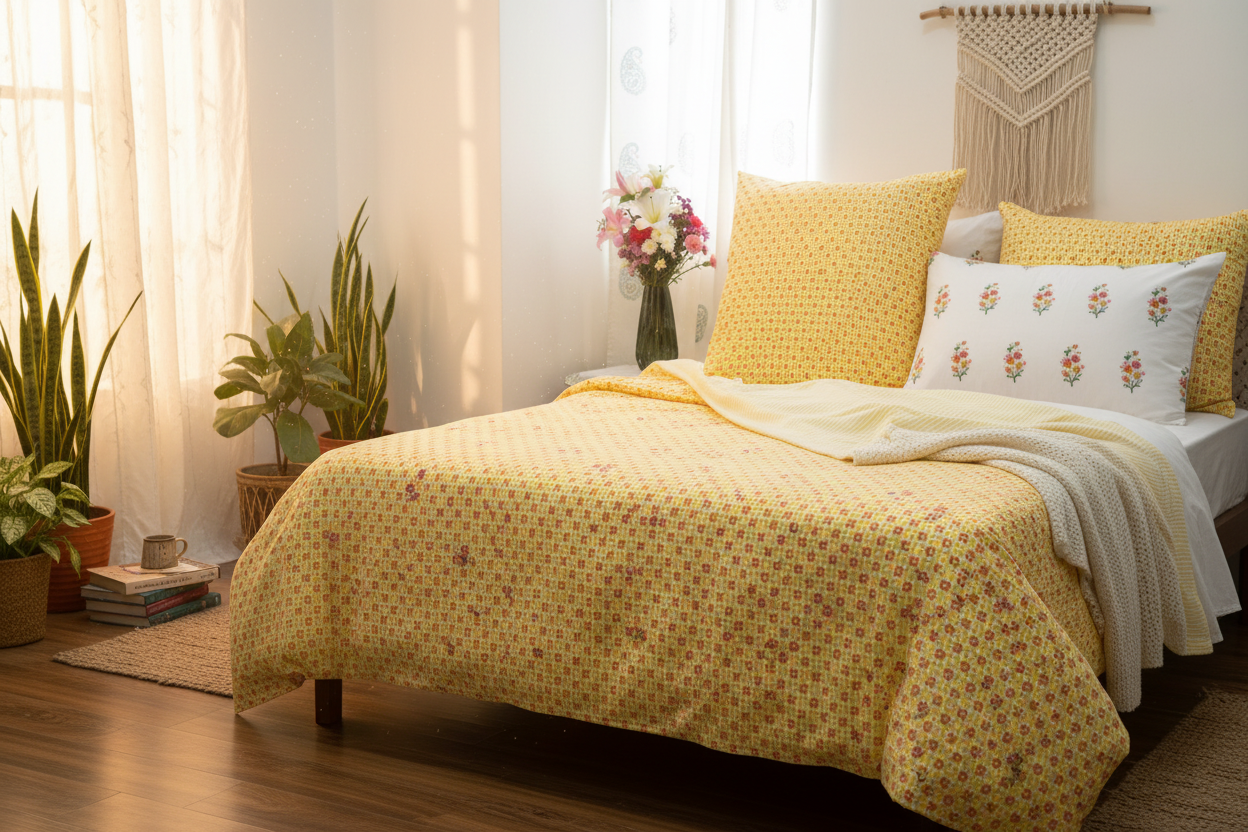 INDIAN SUMMER MANGO HAND BLOCK PRINTED DUVET COVER