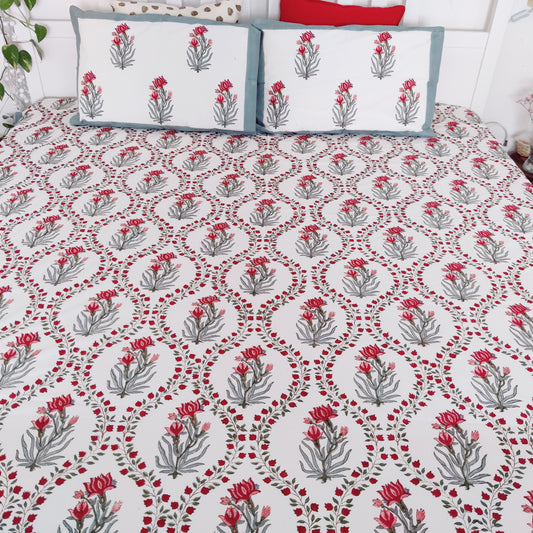 Kamal Jaal Hand Block Printed Bedsheet